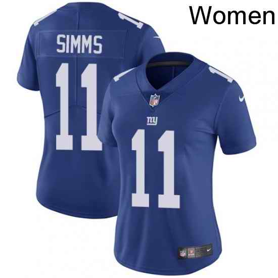 Womens Nike New York Giants 11 Phil Simms Royal Blue Team Color Vapor Untouchable Limited Player NFL Jersey